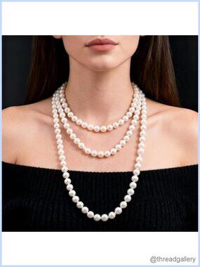 160cm Long Imitation Pearl Necklace 8mm Plastic Layered Choker for Wedding Party
